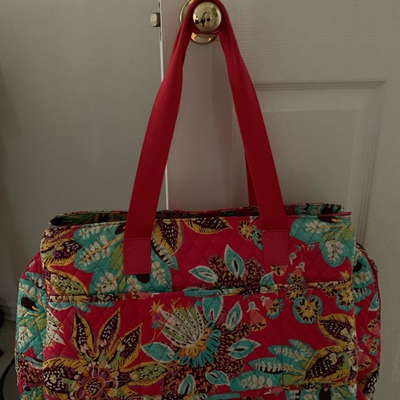 Vera Bradley Handbags - Vera Bradley Red and Green Floral Weekender Tote Bag